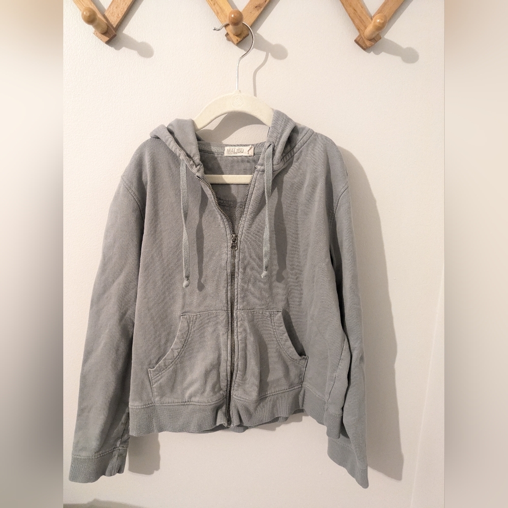 Barefoot Dreams Malibu Collection Kids Full Zip Gray Hoodie